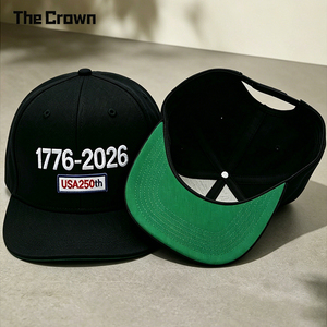 Custom Logo 3D Embroidered 6 Panel Flat Brim <b>Cap</b> Wholesale Two Tone <b>Hat</b> With Green Undervisor Single Row Snapback Manufacturer - Product Image 2