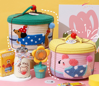 Boîte de rangement de bureau mignonne, panier de rangement pour bébé, panier de rangement de bureau, panier de rangement tissé en fil de coton