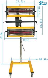 Secador de Mano Móvil de 2100W con 360 °   Lámpara de Pintura Infrarroja Aoma con Función de Temporizador y Temperatura Ajustable, con Ruedas Giratorias - Product Image 5