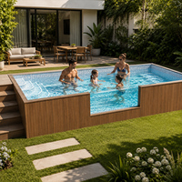 Piscine familiale hors sol en conteneur, préfabriquée, avec jacuzzi et spa, en bois et fibre de verre, pour jardin