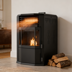 Poêle à granulés <span class=keywords><strong>en</strong></span> fonte PANSEE PU-120 avec télécommande WiFi, écologique, durable, chauffage de 100 m², moderne, pour la maison et l'extérieur - Product Image 4