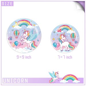 Juego de Platos de Papel para Niños, Diseño de Unicornio, para Cena, Picnic, Aire Libre, Platos y Vasos Desechables, Kits de Artículos para Fiestas - Product Image 3