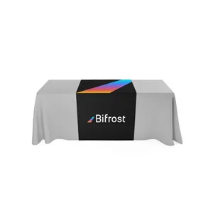 Custom Print Logo Rectangle Black Polyester Tablecloth Party Banquet Wedding Stretch Spandex 6ft Table Cover Table Cloths