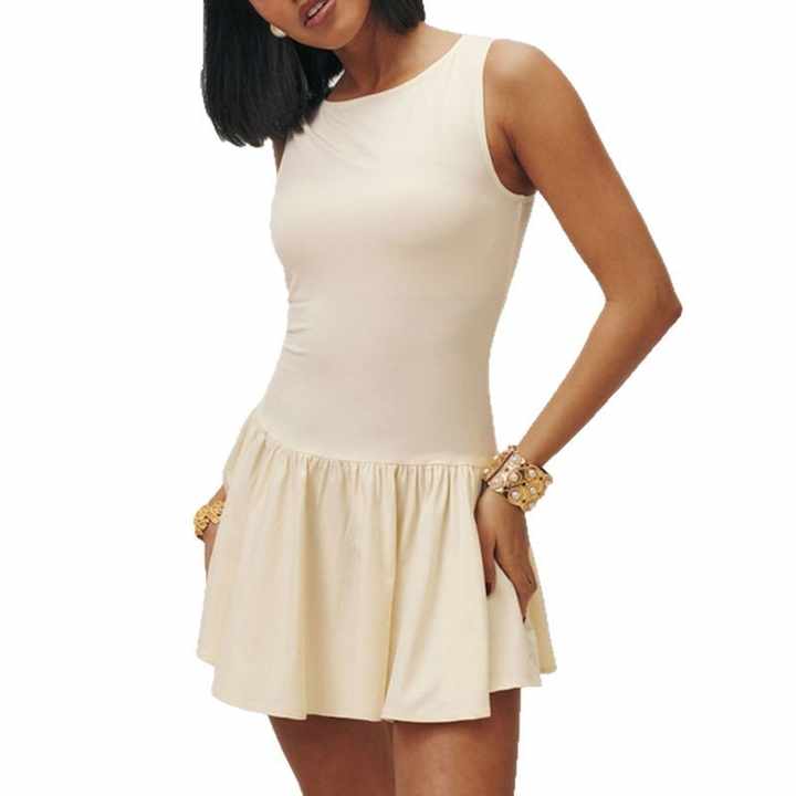 Sleeveless Elegant Pleated Slim A-Line Dress