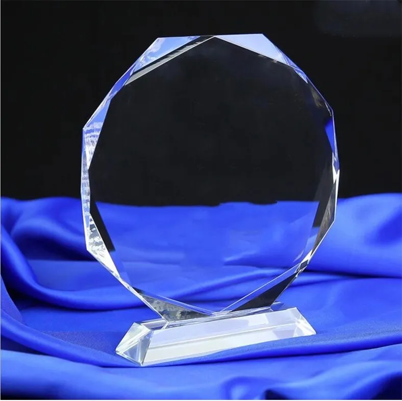 クリスタルの名誉パーソナライズされたカスタムコンテンツ3Dレーザー彫刻安い空白のクリスタルトロフィー賞ガラス