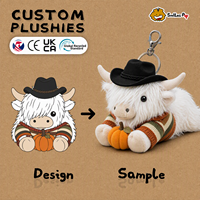 Vente chaude : Jouets en peluche vache des Highlands, porte-clés personnalisé en peluche vache des Highlands à poils longs pour le soulagement de la douleur et du stress, et comme cadeau