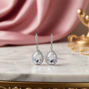 Pendientes elegantes de cristal con forma de gota de agua para mujer, joyería de boda chapada en rodio y plata 925, pendientes colgantes de estilo romántico - Product Image 2