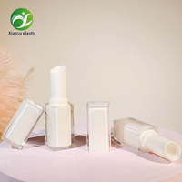 Tube de rouge à lèvres vide carré double compartiment blanc 3,8 g, emballage cosmétique, conteneur à vis en matériau AS+PETG, options d'impression personnalisées
