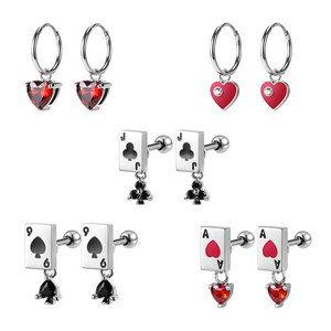 Pendientes de Acero Inoxidable 316L de Alta Calidad con Diseño de Cartas de Póker para Mujer, Venta al Por Mayor - Product Image 1