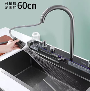 2025 Popular Large Single Slot Multifunction <strong>Sink</strong> Anti-Scratch LED Digital Display 304 Stainless Steel Waterfall <strong>Kitchen</strong> <strong>Sinks</strong> - Product Image 3
