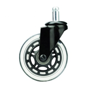 Vente chaude transparent <span class=keywords><strong>3</strong></span> pouces pu roulette pivotante <span class=keywords><strong>roues</strong></span> 75mm pivotant rouleau noir pour chaise de bureau - Product Image 1