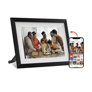 OEM ODM 10.1" Wood Digital Photo Frame <b>LED</b> Wall Touch Screen WiFi <b>Clock</b> Video Playback MP3-Manufacturer's Electric Frames - Product Image 1