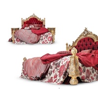 Dubai Neuer Stil Schlafzimmermöbel Holzgeschnitztes Schlafzimmer-Set Barockes Rotes Queensize-Bett