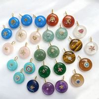 Beadsnice – pendentif en pierres précieuses naturelles incrustées de CZ, œil de tigre, lapis-lazuli, quartz rose, pierre ronde, collier pour femmes, bijoux de charme, cadeau