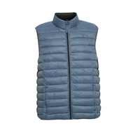 Gilet rembourré épais d'extérieur avec logo personnalisé pour hommes, col montant, poche zippée, veste d'hiver, gilet matelassé noir pour hommes