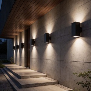 Carré Noir Cube Fantaisie Lumière Nordique <span class=keywords><strong>Anglais</strong></span> Updown Extérieur Du Mur Ip65 Down Led Lampe De Jardin Pour Extérieur Intérieur - Product Image 1