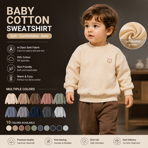 Sudadera de Algodón para Bebés, Suéter Infantil con Cuello Redondo, Tejido Suave de Clase A, Fabricación OEM/ODM, Venta al Por Mayor - Product Image 2