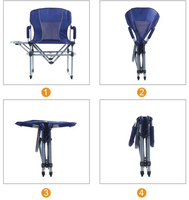 Chaises pliantes de camping en acier robuste sur mesure OEM, chaise de pêche extérieure surdimensionnée, chaise de directeur portable pour la plage avec table latérale