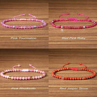 Bracelet en pierre de 4 mm pour femme, cadeau de bijoux, pierre précieuse naturelle, rhodonite, jaspe rouge, bracelet à perles extensible fait à la main