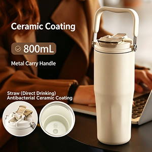 Nuevo Vaso Térmico de Acero Inoxidable 316 de Gran Capacidad, <span class=keywords><strong>Doble</strong></span> Pared, Antiderrames, Portátil, con Revestimiento Cerámico para Café, con Asa - Product Image 4