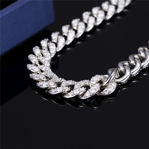 10mm 너비 20 인치 22 인치 24 인치 925 스털링 실버 힙합 맞춤 쿠바 링크 체인 moissanite 쿠바 체인 - Product Image 5