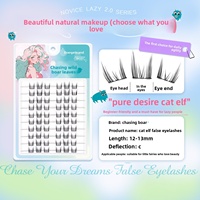 Cils synthétiques faits main en grappe unique segmentée, série Pure Desire Demon Cat, pour usage quotidien, grande capacité, DIY