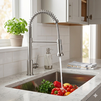Robinet de cuisine moderne monocommande monotrou à poser, personnalisable toutes couleurs, eau chaude et froide, en acier inoxydable 304, céramique, pour hôtel