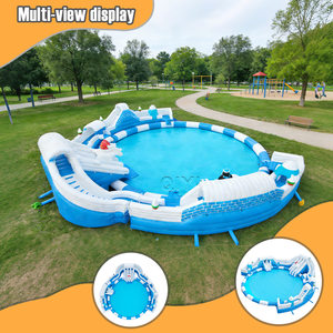 สวนน้ำเป่าลม PVC คุณภาพพรีเมียมสำหรับรีสอร์ทริมชายหาด พร้อมสไลเดอร์และอุปสรรค รับน้ำหนักได้ 500 กก. รวมปั๊มและกระเป๋า - Product Image 3