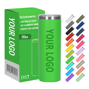 Gobelet isotherme à double paroi en acier inoxydable blanc, personnalisé, 20 oz, fin et droit, anti-fuite, pour le voyage, avec couvercle - Product Image 1