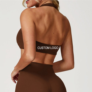 Soutien-gorge de sport OEM sans dos, confortable, sexy, pour le yoga et l'entraînement, avec logo personnalisé, pour la course à fort impact, col halter <span class=keywords><strong>ouvert</strong></span> et respirant - Product Image 1