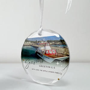 Adorno navideño de cristal con impresión a todo Color, adorno redondo de cristal K9, adorno colgante de cristal en blanco, adornos de cristal - Product Image 2