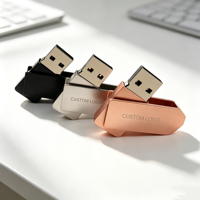 Nouvelle conception 2026 – Clé USB pivotante en métal de petite taille 2.0 8 Go 16 Go 32 Go – Clé USB personnalisable avec logo – Vente en gros de clés USB