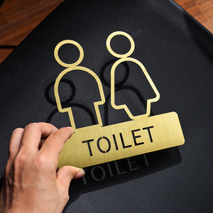 Panneau de toilette en acier inoxydable or brossé, panneau de porte de salle de bain, panneau de toilettes publiques du centre commercial de l'hôtel - Product Image 6