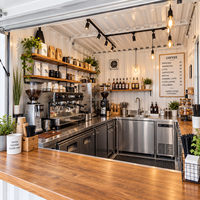 Restaurant moderne en conteneur maritime modifié de 10 pieds, à un étage, préfabriqué, avec équipement de restauration complet