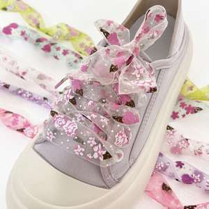 Cordones Transparentes de Organza con Estampado de Sueños de 2.5cm de Ancho, Cordones Blancos Pequeños para Zapatos de Papá, Aptos para Todo Tipo de Calzado - Product Image 1