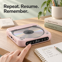 Mini lecteur CD portable avec couvercle transparent, rechargeable, pour albums Kpop, avec haut-parleurs sans fil, OEM ODM, vente en gros