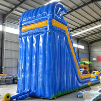 Toboggan aquatique gonflable écologique à double piste sur le thème des palmiers tropicaux, piscine et château gonflable pour enfants, pour 20 à 50 personnes, idéal pour l'été en extérieur