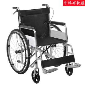 Fauteuil roulant manuel en tissu Oxford, siège sans air, pliable, léger, pour seniors et voyageurs, quatre freins - Product Image 4