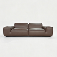 Canapé modulaire en cuir minimaliste italien, canapé sectionnel carré, canapé en cuir véritable pour salon, taille personnalisée OEM ODM