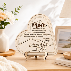 Plaque de remerciement en forme de cœur en bois pour maman, avec nom et citation personnalisables, artisanat fait main pour la fête des mères, souvenir - Product Image 3