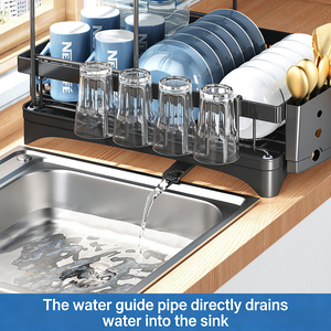 Moderno Escurridor de <span class=keywords><strong>Platos</strong></span> de Metal de Dos Niveles, Organizador de Cocina, Escurridor de <span class=keywords><strong>Platos</strong></span> <span class=keywords><strong>para</strong></span> Fregadero, Estantes Organizadores <span class=keywords><strong>para</strong></span> Cocina - Product Image 3