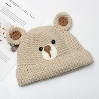 Bonnet unisexe tendance pour couple, fantaisie, en acrylique, tricoté à la main, motif ours en peluche, personnalisé, avec oreilles, à pois/à carreaux, pour la plage