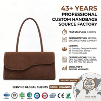 Tas Tote Selempang Bahan Suede Kopi Dengan Penutup Magnetik Mewah Elegan Bergaya Chic Sehari-hari Tas Tote Wanita OEM Custom