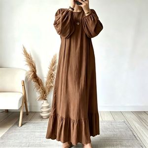 Abito lungo da <span class=keywords><strong>donna</strong></span> alla moda a tinta unita, a maniche lunghe, girocollo, gonna a pieghe, vestibilità ampia, casual, per tutti i giorni, taglie forti - Product Image 5