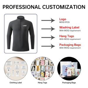 Спортивная одежда на заказ: мужская легкая компрессионная футболка с длинным рукавом, на молнии до середины груди, для фитнеса и тренировок, с принтом - Product Image 3