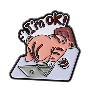 เข็มกลัดแมวลายการ์ตูนตัวอักษรภาษาอังกฤษ I AM <span class=keywords><strong>OK</strong></span> ใหม่สร้างสรรค์งานล่วงเวลาเข็มกลัดเงินเหรียญรูปคิตตี้ - Product Image 6