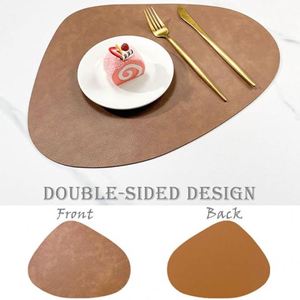 Oval Faux Leather <b>Placemats</b> Dual Sided Heat Stain Resistant Place Mats Faux Leather <b>Table</b> Mats Non-Slip Place Mats - Product Image 3