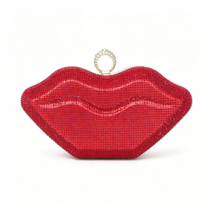 Nouvelle arrivée : Pochette rouge à lèvres perlée avec chaîne, sac de soirée étincelant, pochette à strass scintillante - Product Image 2