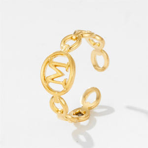 Anillos de letras del abecedario a-<span class=keywords><strong>z</strong></span>, anillo de oro Irregular ancho grueso, anillo ajustable con inicial, Unisex, novedad de 2021 - Product Image 4