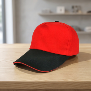 Gorra de Béisbol de Mezclilla de 6 Paneles en Color Rojo y Negro con Botón y Hebilla Dorada de Cobre, Ajustable, Unisex, Informal, para las Cuatro Estaciones - Product Image 3